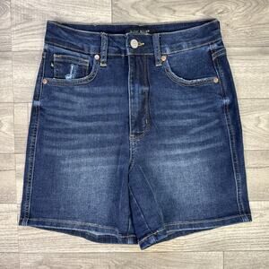 Judy Blue Tummy Control High Rise Denim Jean Shorts Dark Wash sz S